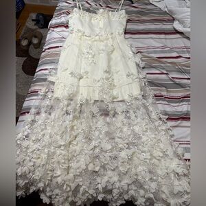 White floral dress, see through from knee down